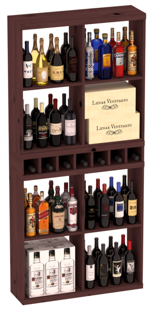 Elementcollection Liquor Case Bin X2 Cubby Combo Walnut Stained