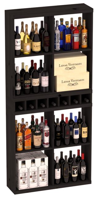 Elementcollection Liquor Case Bin X2 Cubby Combo Black Stained