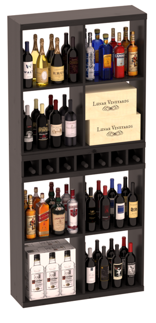 Elementcollection Liquor Case Bin X2 Cubby Combo Black Stained