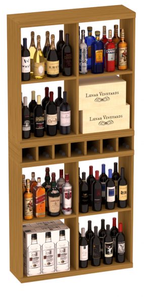 Elementcollection Liquor Case Bin X2 Cubby Combo Oak Stained