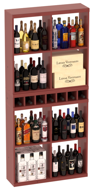 Elementcollection Liquor Case Bin X2 Cubby Combo Cherry Stained