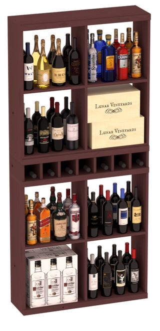 Elementcollection Liquor Case Bin X2 Cubby Combo Walnut Stained