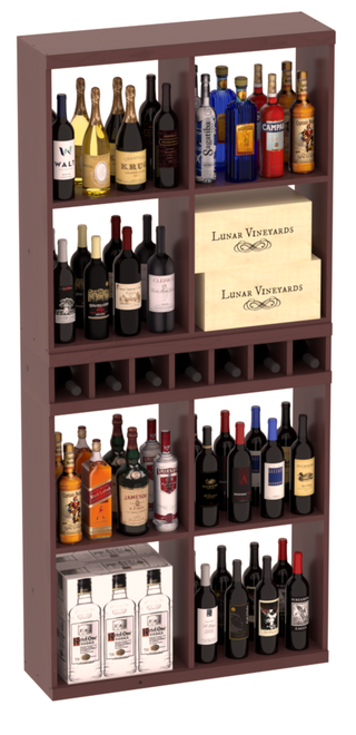 Elementcollection Liquor Case Bin X2 Cubby Combo Walnut Stained