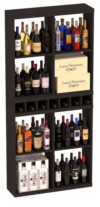 Elementcollection Liquor Case Bin X2 Cubby Combo Black Stained