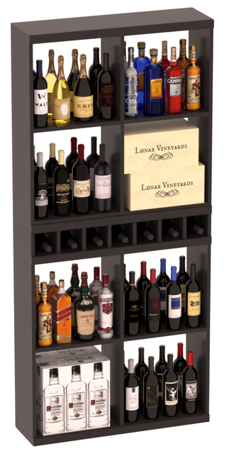 Elementcollection Liquor Case Bin X2 Cubby Combo Black Stained