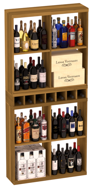 Elementcollection Liquor Case Bin X2 Cubby Combo Oak Stained