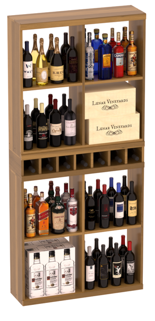 Elementcollection Liquor Case Bin X2 Cubby Combo Oak Stained