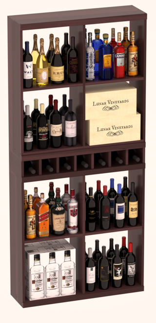 Elementcollection Liquor Case Bin X2 Cubby Combo Walnut Stained
