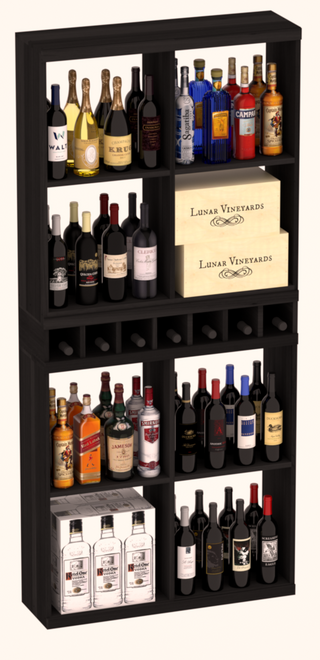Elementcollection Liquor Case Bin X2 Cubby Combo Black Stained