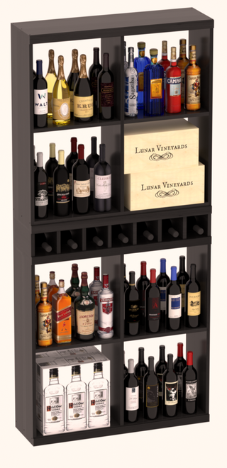Elementcollection Liquor Case Bin X2 Cubby Combo Black Stained