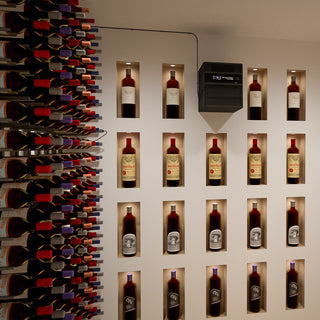caption Extreme ti 3500 cooling unit with bottle probe, UV-C lighting, and efficient climate control for wine aging