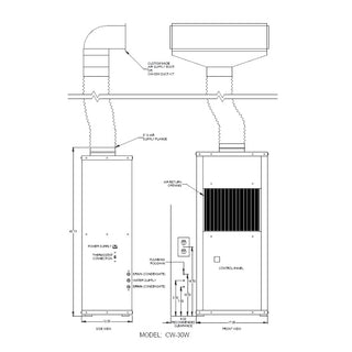 ONAM  CW30-W Water Cooled Wine Cellar cooling unit ducting diagram