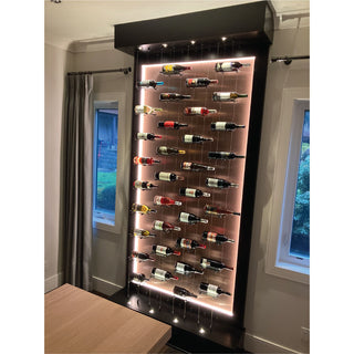 Beautifully Lit Float Wine Racking Display Wall