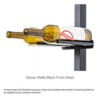 Vino posts & Plates - floor to ceiling Mounting System for cork forward Wine pegs 2 bottle wide in matte black 