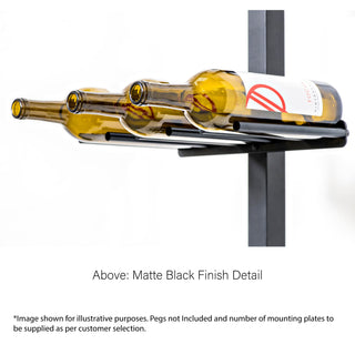 Vino Post & Plates - Floor to Ceiling Mounting System for Cork Forward Wine Pegs 3 bottle wide wine rail in matte black 