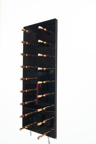 caption Black Panel with Single Deep Satin Gold Pegs (discontinued peg finish, available while stock lasts)