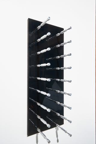 caption Black Panel with Double Deep Milled Aluminum Pegs (discontinued peg finish, available while stock lasts)