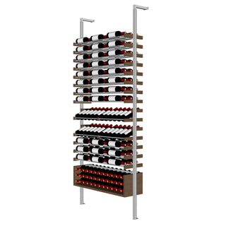 Millesime All-Star Wine Rack - 3 Bottle Deep & 8 Feet High modern walnut wine label and cork forward wine rack and display