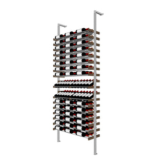 Millesime display Wine Rack - 3 Bottle Deep 3 bottle wide  & 8 Feet High aluminum and wood label forward wine rack