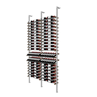 Millesime display Wine Rack - 2 Bottle Deep 4 bottle wide  & 9 Feet High aluminum and wood label forward wine rack