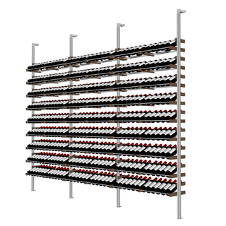 Millesime Showcase Wine Rack -120 bottle wide 8 Feet High aluminum and wood label forward wine racks