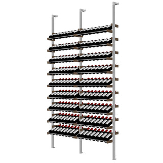Millesime Showcase Wine Rack -56 bottle wide 8 Feet High aluminum and wood label forward wine racks